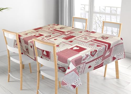 BIANCHERIAWEB Tovaglia Per Salotto Cucina Tavolo 100% Cotone Made In Italy Aprica RP 140x240 Rosso