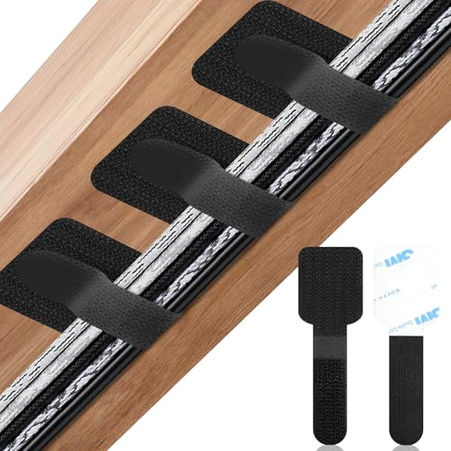 KOVSGQ attache cable adhesif organisateur de cable clips cables 100Pcs cable management bureau clip cable adhesif cable organizer réutilisables pour TV PC ordinateur portable Ethernet bureau (Noir)
