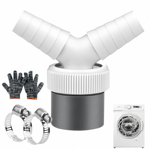 Ablaufadapter für Geschirrspüler und Waschmaschine, Schlauchverbinder für Waschmaschine, 1,9 cm - 2,4 cm, Doppelanschlussrohrgewinde, Y-Adapter für Schlauch mit Eingangsanschluss des Auslaufs, 40 mm