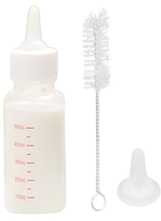Vhjlfig Feeding Bottle for Cat, 50 ml Bottle Set for Puppies and Kittens Accessories for Mammals, Drinking Trough with Cleaning Brush for Travel, Camping and Daily Use for Cats Rabbits