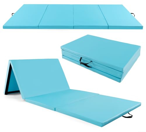 COSTWAY 300 x 120 x 5 cm Weichbodenmatte, Gymnastikmatte klappbar, Turnmatte aus PU mit Kletterverschluss & Tragegriffen, Fitnessmatte Yogamatte Zuhause für Gymnastik, Yoga