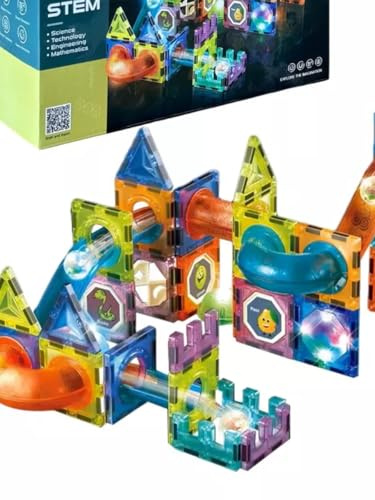ZakToys Magnetische Bausteine, 75 Stücke STEM Konstruktion Fliese Magnet Blöcke Murmelbahn-Set Montessori Bauklötze Lernspielzeug Alltägliches BAU Spielzeug für 3-12 Jahre Jungen Mädchen Geschenk