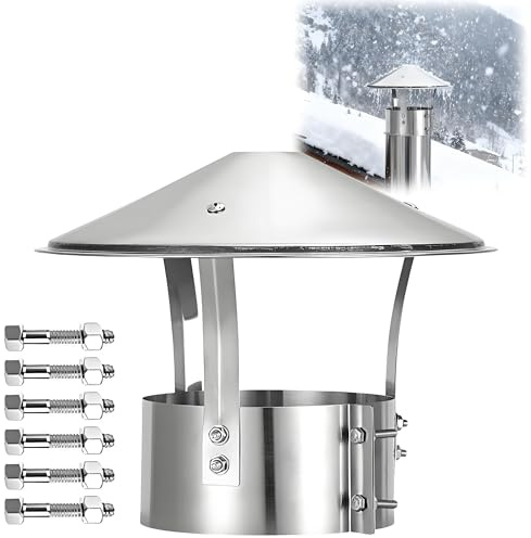 Chapeau de Cheminée en 201 Acier Inoxydable, 75mm-315mm Chapeaus de Conduit de Cheminée, Capuchon de Pluie, Embout de Cheminées Réglable(140mm/5.5in)