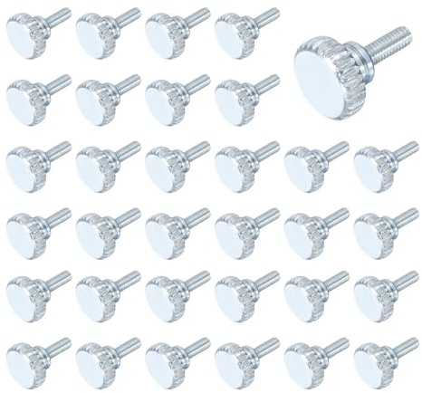 QUARKZMAN 40 Pcs Tornillos De Mariposa M3x6mm Con Cabeza Moleteada, Acero Al Carbono Zincado Cabeza Plana Moleteada Tornillos Roscados Totalmente Para Hogar, Máquina