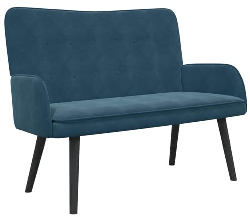 Yisssmeng Zweisitzer Sofa Blau 115 x 61 x 87 cm Samtsofa mit Metallrahmen und Holzfüßen modernes Design Polstersofa für Wohnzimmer und Schlafzimmer Elegante Zweisitzer-Couch