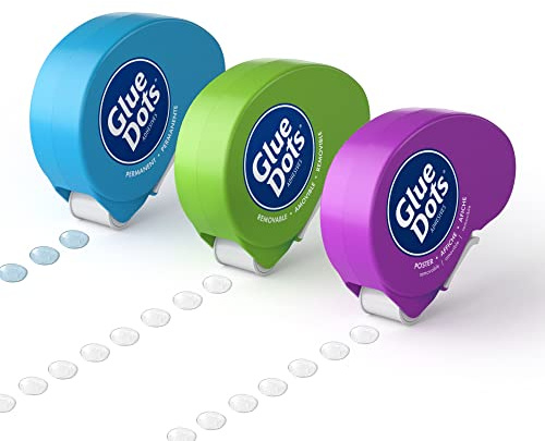 Glue Dots Dot N' Go Glue Dot Dispenser Project Pack with 200 Permanent, Poster, and Removable Double-Sided Adhesive Craft Dots Each, 3/8-Inch