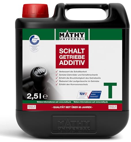 MATHY-T Schaltgetriebeöl-Additiv (2,5 l) - Verschleißschutz für Schaltgetriebe & Hinterachsen - Getriebeöl-Zusatz - Verbessert die Schaltung - Reduziert Verschleiß - Öl-Zusatz für SAE 75 bis 140