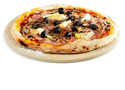barbecook Pizzastein für Gasgrill und Backofen, Pizza Stone Grill Zubehör aus Feuerfestem Ton, Universal, Rund, 36cm, Schwarz