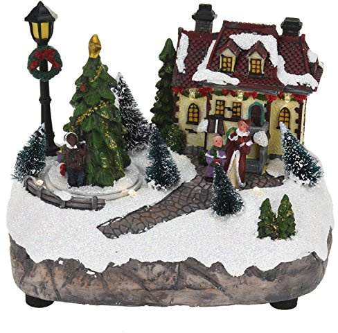 Eliware Pueblo navideño con iluminación LED, mujer con niño