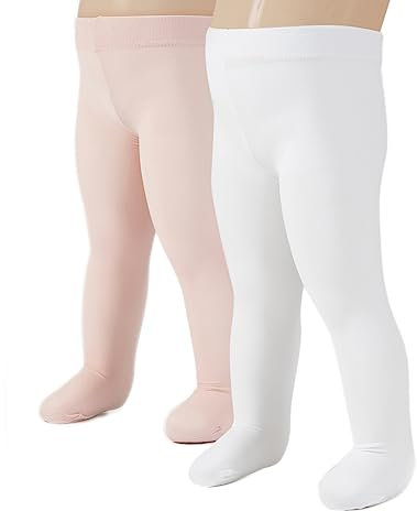 CALZITALY 2 Paia Collant Neonata in Microfibra, Calzamaglia Bébé, Bianco, Rosa, Panna, Blu, 40 DEN, Made in Italy (1 Paio Rosa + 1 Paio Bianco, 24 mesi)