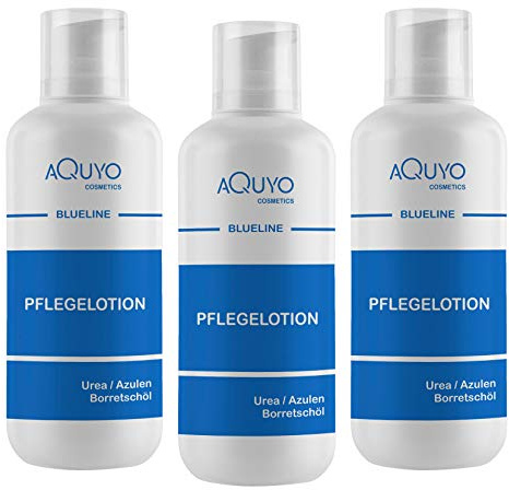 Blueline Creme Lotion zur Hautpilz, Fußpilz, Ekzem oder Neurodermitis Behandlung (3x 500ml) | Körperlotion für trockene und juckende Haut | Bodylotion bei Schuppenflechte, Hautrötungen oder Dermatitis