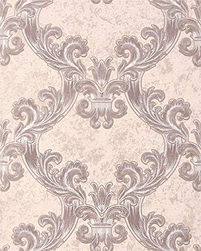 Papier peint baroque EDEM 1026-13 papier peint vinyle texturé avec des ornements et des accents métalliques crème beige argent 5,33 m2