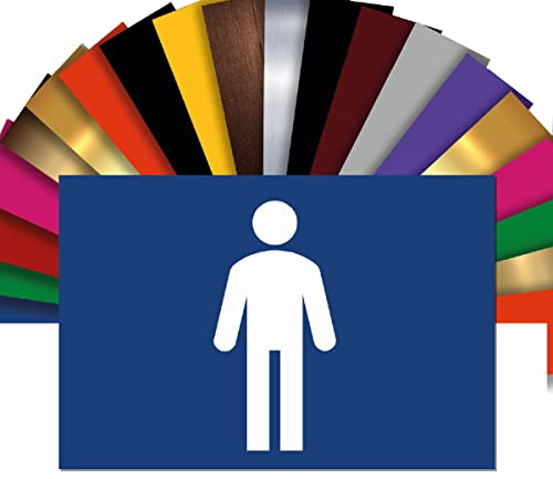 Bathroom Door Signage - PVC Restroom Sign - WC Engraved plate (Hommes/MEN - Bleu/Blue)