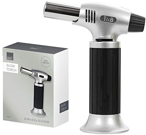 Taylor & Brown Butane Kitchen Blow Torch – Refillable Gas Blowtorch with Adjustable Flame – Culinary Torch for Crème Brûlée, Baking, BBQ, & Chef Cooking – Butane Not Included