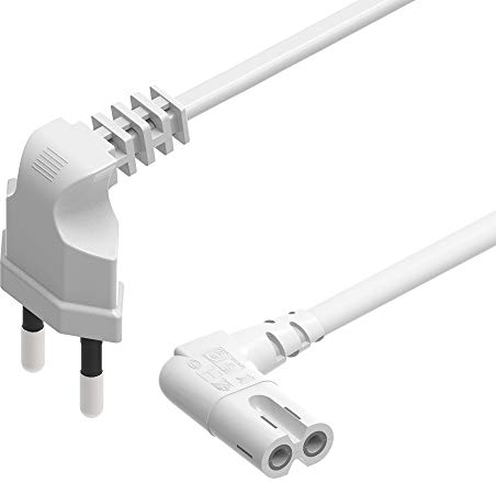 Ancable 3M Netzkabel Stromkabel 2 polig, C7 Kabel Eurostecker Stromkabel 90° Euro Netzkabel für Samsung Fernseher LG Philips Sony Panasonic TV PS5 PS4 Xbox PC Kleingerätekabel - Weiß