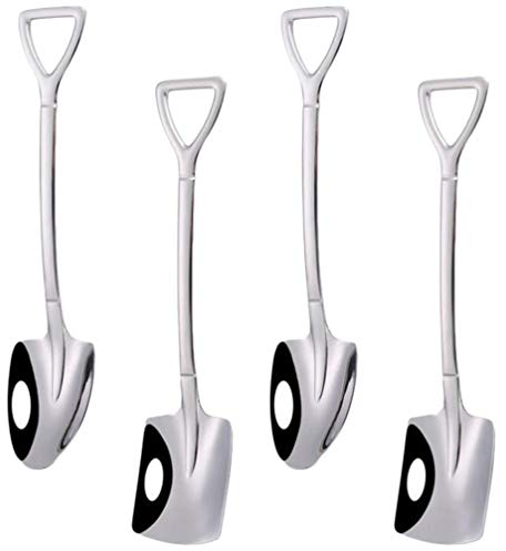 4 Stück Eislöffel Lang Dessertlöffel Spaten Kaffee Tee Schaufelform Latte Kaffee Schaufelförmiger Rühr Kleine für Dessert, Tee, Edelstahl