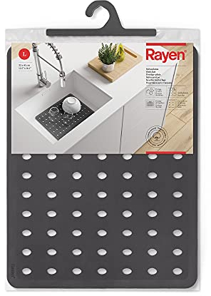 Rayen | Sink-Mat | Protects the sink | With drainage holes | Non-slip | 12.6 x 16 | Grey