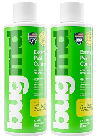 BugMD Pest Control Essential Oil Concentrate (3.7 oz, 2 Pack) - Plant Powered Bug Spray Quick Kills Flies, Ants, Roaches, Mosquitoes, and More