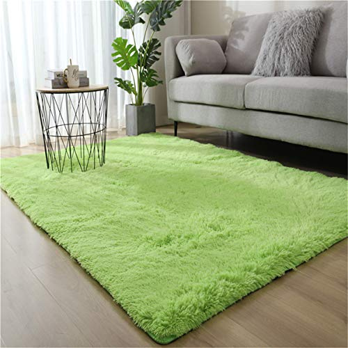 Hiser Shaggy Tappeto per Soggiorno, Moderno Soffice Peloso Ultra Molle Antiscivolo Tappeti Moquette per Interni Divano Camera da Letto Bambino Cameretta (Verde,60x120cm)
