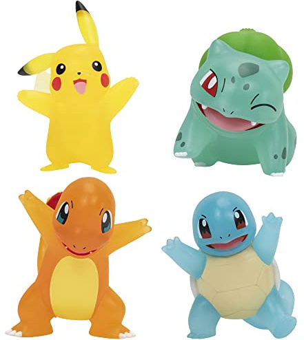 Pokémon PKW2798 - Select Battle Figure 4er Pack, offizielle, transparente Figuren, je 7,5cm, Mehrfarbig
