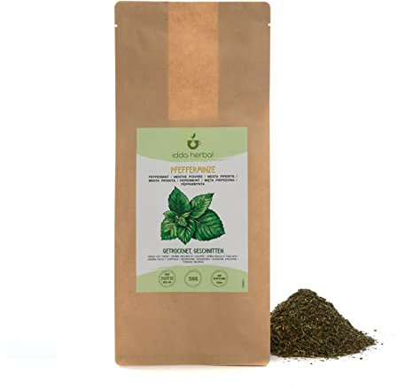 IDDA Herbal Menthe Poivrée Tisane 500g, Menthe Séchée et Coupée, Thé en Vrac Mentha Piperita