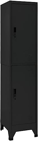 vidaXL Schließfachschrank Spind Schrank Umkleideschrank Metallschrank Fächerschrank Aktenschrank Büroschrank Lagerschrank Schwarz 38x45x180cm Stahl