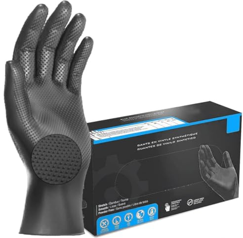 JOMAFA Guantes de Nitrilo DIAMANTADOS GRIP Super resistentes Reutilizables NEGROS 7 micras / 8´5 gramos, pack de 90 (XL (10))