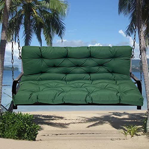LiveGo Garden Bench Cushion 2/3/4 Seater Soft Outdoor Waterproof Patio Lounger Bench Swing Hammock Pad with Backrest (150 * 100 * 10CM, Dark Green)