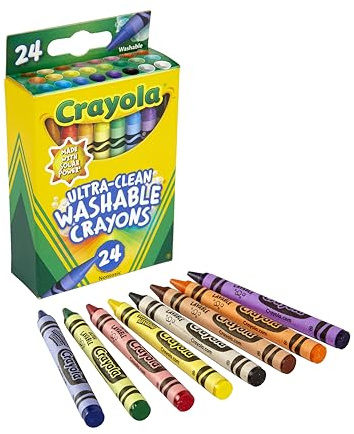 Crayola® Crayones lavables ultra limpios, 6-1/4 pulgadas, colores surtidos, paquete de 24 crayones