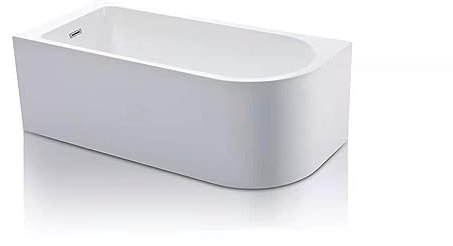 BRAIDER RESTIA Single Ended J Shape Back to Wall Corner Bathtub Acrylic White Left Hand Side 1600 x 750 mm