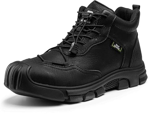 BLACK HAMMER Scarponi Antinfortunistici da Uomo Punta in Acciaio Resistenti all'Acqua Calzature Leggere con Suola in Gomma per Professionisti Magazzinieri e Trekking S3 SRC 2700 Nero (42 EU)