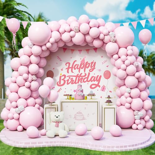 Roxistar 143 pcs Ballons Rose Pastel Ballon en Latex Différentes Tailles Kit Guirlande Ballon Rose Clair Pale pour Filles Enfants Fête d'Anniversaire Baptême Douche de Bébé Mariage Baby Shower Décor