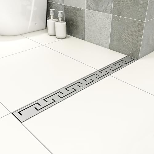 OCEAN ITALY Scarico Doccia a Pavimento 70cm, Canaletta di Scarico con Griglia di Ponti, Canalina per Doccia in Acciaio Inox, Set Completo, Regolabile, Sifone Antiodore, Rettangolo