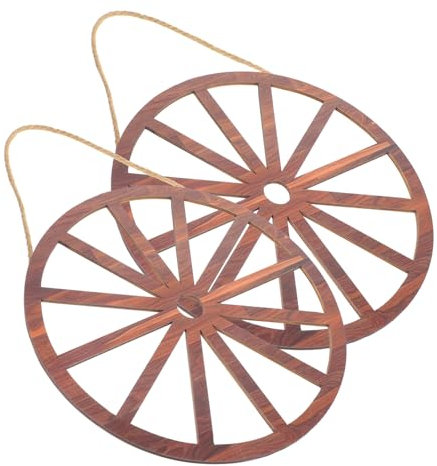 MAGICLULU 2St Raddekoration aus Holz Bürodekoration Bar Garage Wanddekoration Cowgirl Weihnachtsgirlande Vintage-Dekor Wandverzierung Einweihungsgeschenk fest Skulptur Kranz