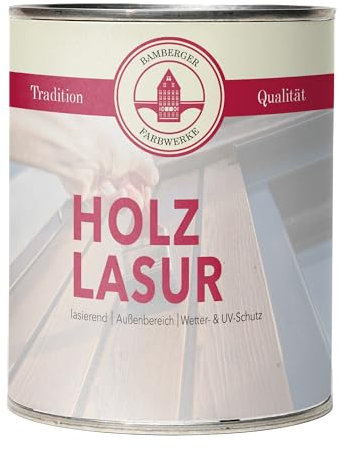 Bamberger Farbwerke Holzlasur Matt für Innen & Außen, wetterfest, Holzschutz (Transparent, 750ml)