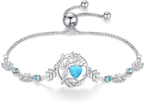 FANCIME Lebensbaum Geburtsstein Armband für Damen 925 Sterling Silber | Baum des Lebens Geburtsstein Anhänger Armband Schmuck Geschenke für Damen Frauen Mädchen