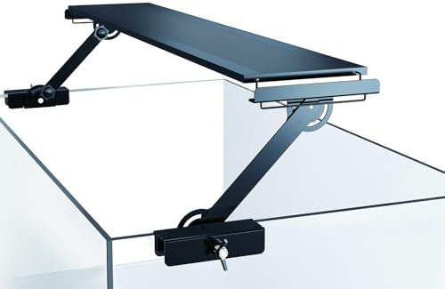 Adjustable Aquarium Light Riser/Stand for Lidless Tanks 0-6.5 Height, Up to 4.9 Width Rust-Proof Metal Bracket with 12kg Capacity, No Lid Required Open Top Fish Tank Mount for LED Lighting Systems