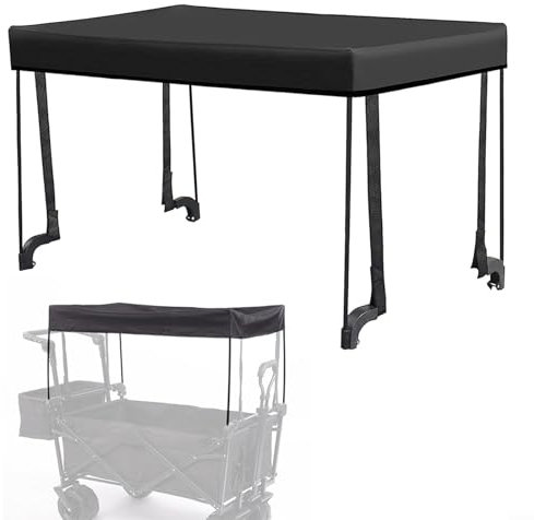 Awning Canopy Garden Wagon Sun Shade Cover Camping Collapsible Beach Wagon Attachment For Trolley Cart For Camping, Picnicking, Fishing(Black)