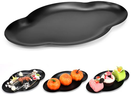 SPEACOUR Vassoio Decorativo a Forma di Nuvola Vassoio Elegante Moderno in Acciaio Inox Vassoio Portaoggetti Decorazione Estetica per Gioielli, Chiavi, Candele, Sapone, Profumo, Orologi - Nero, 23*13cm