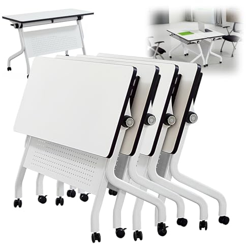 WXFKLDJ Klappbarer Konferenztisch, Moderne Besprechungstische, Mobiler Klapp-Schulungstisch Mit Geräuscharmen Eisenrollen Für Büro-, Besprechungs- Und Konferenzräume,4pack,47.5x23.6x29.5in
