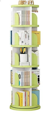 Bücherturm Freistehend Um 360° drehbares Bücherregal, mehrstöckiges, stehendes Bücherregal, rundes Bücherregal mit großer Kapazität, bodenstehender grüner Bücherregal-Organizer perfekte Darstellung
