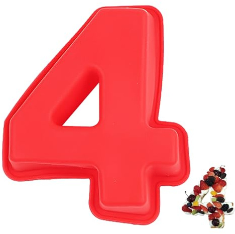 YXHZVON Kuchenform Zahlen Silikon Backform Zahl 4, Groß 3D Number Cake Zahlenbackform, Antihaftige DIY Motivbackformen für Kindergeburtstag, Hochzeit Jubiläum, Geburtstagstorte