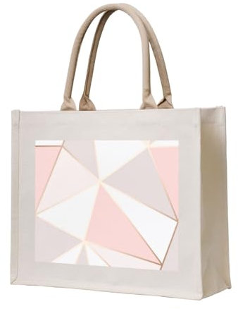 YWSOTRE Roségold, geometrisch, Tragetasche Canvas-Tasche Einkaufshandtasche Einkaufstüten, Mehrzweck-Schultertaschen