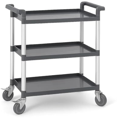 Arredo Chef – Chariot de Débarrassage Professionnel – 3 Plateaux Polypropylène – 81 × 43.5 × 91 cm – 90 kg – Roues Silencieuses – Cuisine, Restaurant, Hôtel, Collectivité