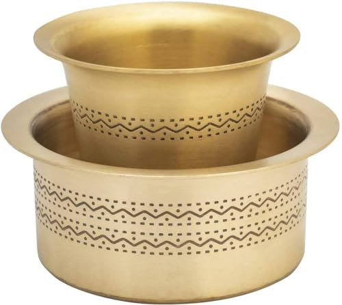 Samyuktha Brass Dabra Tumbler| Dabra|Tumbler for Serving Filter Coffee/Tea, Golden Color
