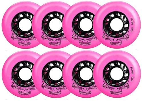 SHANRROW Inline-Skate-Räder, 90 A, Ersatz-PU-Räder für Inline-Skate, Wave-Board, Caster-Board, Street Surf, ohne Lager, 8 Stück,Rosa,80mm