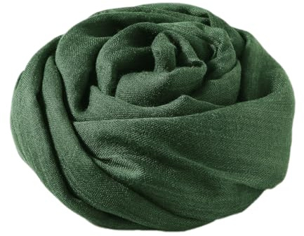 Anevous Damen Weicher Einfarbig Schals, Baumwolle Leichte Damenschal, Elegante Große Schals Tücher, Plain Tücher Schal Stola für Lange Halstuch Damen Geschenk,Dunkelgrün
