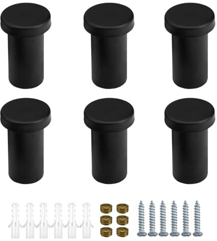 UQTUKO Garderobenhaken Schwarz, 6 Stück Kleiderhaken Schwarz Matt Rund Wandhaken mit Befestigungsschrauben Edelstahl Handtuchhaken Wand Garderobe für Mützen, Rucksack, Schals, Kleidung