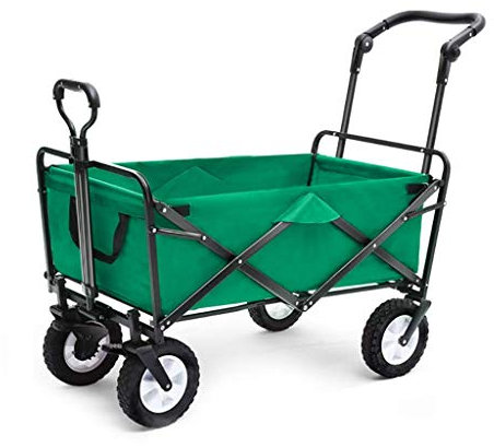 Chariot de jardin pliable robuste avec 4 roues - Chariot de courses multifonction pour la pêche en plein air et la traction - Capacité de charge de 80 kg