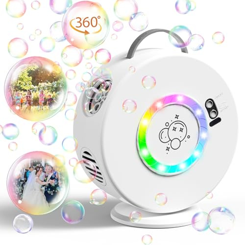 Weilim Bubble Machine for Kids - 360 Rotating Rechargeable Bubble Blower